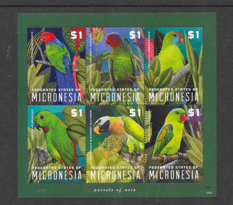 BIRDS - MICRONESIA #1048  PARROTS  MNH