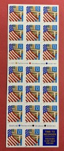 US Stamps SC# 2920a Flag over Porch 32c Booklet pane of 20 p#V12321 MNH 1995