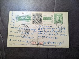 1907 Registered Kingdom of Cochin Anchal Postcard Cover Trichuria