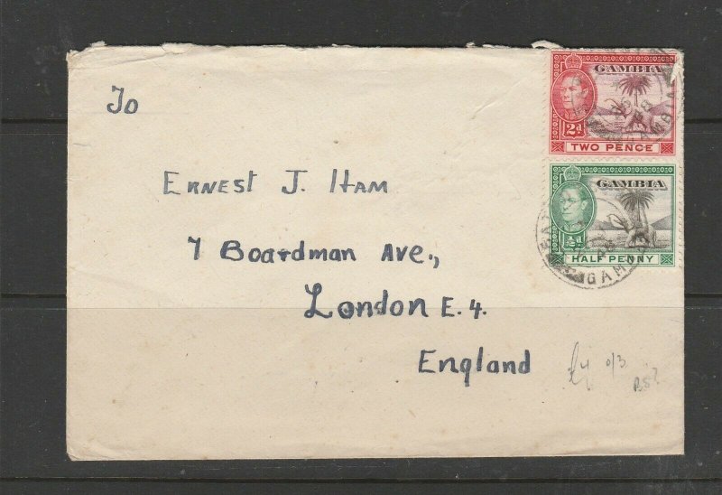 Gambia 1946 Commercial mail to UK with GV1 1/2d & 2d