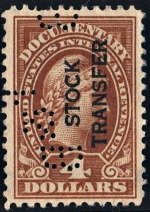 RD15 $4.00 Stock Transfer Stamp (1918) Perfin