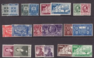Ireland : Early to Mid Century unused postage stamps. 10 Mini sets - MH Cv$65.90