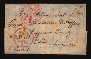 1848 (Jul 8) Retaliatory Rate Cover/Ireland to Ohio Earliest NY 34 Recorded