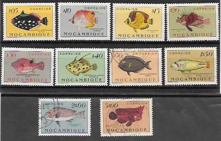 Mozambique Fish Partial Set #332-347. Issued 1951