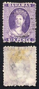 Bahamas SG31 6d Deep Lilac wmk CC Perf 12 Cat 60 pounds