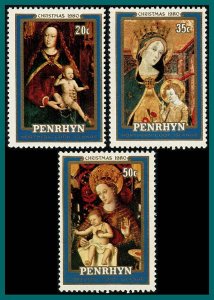 Penrhyn Island 1980 Christmas, MNH  #127-129,SG161-SG163