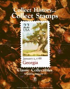 1988 USPS US Post Office Lobby Poster  Collect History 22¢ Georgia Stamp  #2339