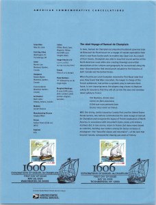 USPS SOUVENIR PAGE THE 1606 VOYAGE OF SAMUEL DE CHAMPLAIN 2006