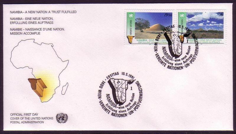 UN Vienna 1st Anniversary of Namibian Independence 2v FDC SG#V113-14 MI#114-115