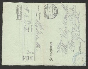 GERMANY - FELDPOST CLOSED LETTER - 1916.