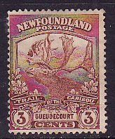 Newfoundland-Sc#117b- id12-used 3c  brown caribou-Gueudecourt-1919-reddish
