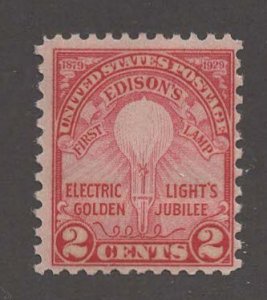 USA # 655  Edison's Lightbulb       (1)   Mint NH