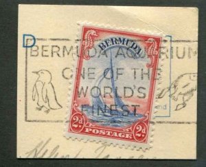 Bermuda SC# 108 Yatch Lucie on postcard piece Slogan cancel