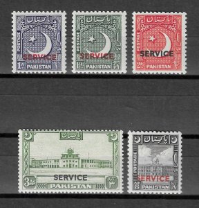 PAKISTAN 1949 SG O27/31 MNH Cat £120