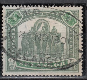 Malaya & Area - Selangor - 1895 $1 Elephants  Sc# 36 (7104)