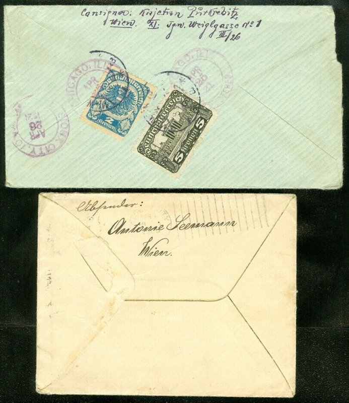 EDW1949SELL : AUSTRIA Nice group of 4 1920-1921 covers to US incl. 3 Scarce Reg.