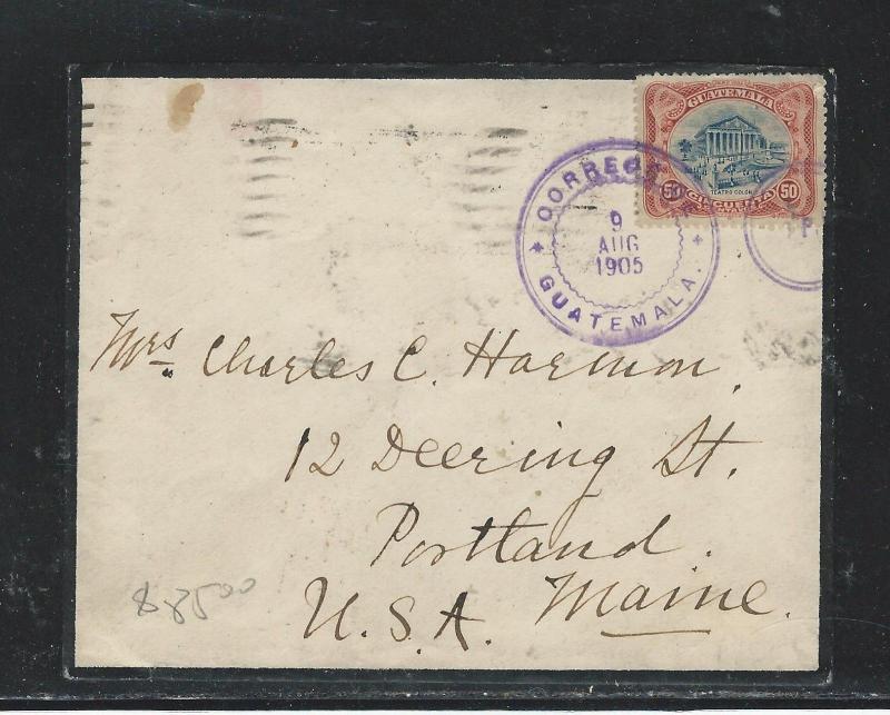 GUATEMALA (P2908B) 1905 7  MOURNING COVER TO USA