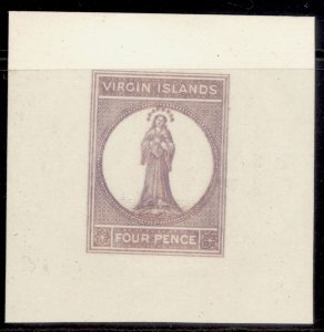 BRITISH VIRGIN ISLANDS QV 1867 4d DIE PROOF in pale lilac FINE.