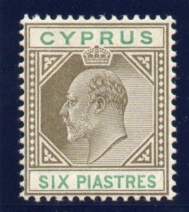 Cyprus 1903 KEVII 6pi sepia & green MLH. SG 55. Sc 43.
