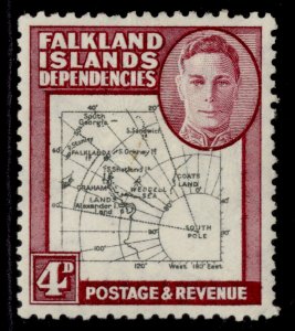 FALKLAND ISLANDS - Dependencies GVI SG G5, 4d black & claret, M MINT.
