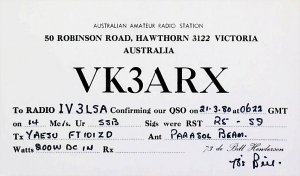 HAWTHORN VICTORIA Australia 1980 Amateur Radio QSL Card 16583