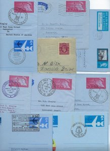 UK GB 1960s SEVEN AIR LETTERS W/SPECIAL CANCELS BRITISH FORCES & PHILATELIC EXPO