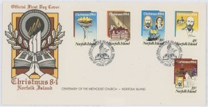 Norfolk Island 347-351 1984 Christmas. Methodist Church Centenary. FDC.