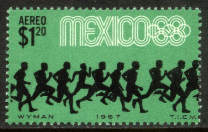 MEXICO C329, $1.20P Runners 3rd Pre-Olympic Set 1967. MNH