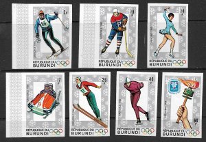BURUNDI 1968 Winter Olympics Grenoble Imperforate Set Sc 226-232 MNH