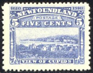 NEWFOUNDLAND #91 Mint LH - 1910 5c Cupid's