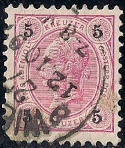 Austria #54 5 KR Franz Josef used VF