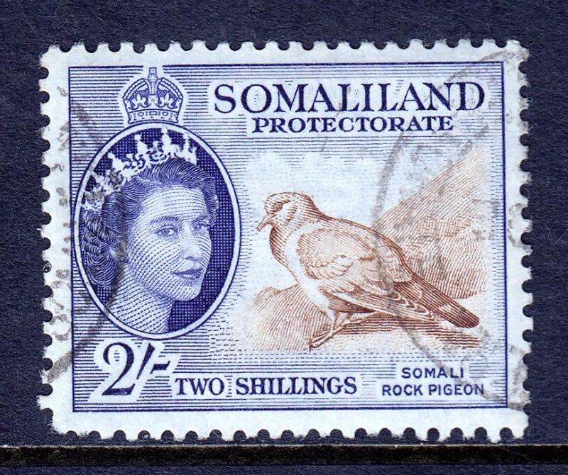 SOMALILAND PROTECTORATE — SCOTT 137 (SG 146) — 1953 2/- QEII — USED — SCV $7.50