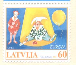 Latvia Sc 549 2002 Europa Circus stamp  mint NH