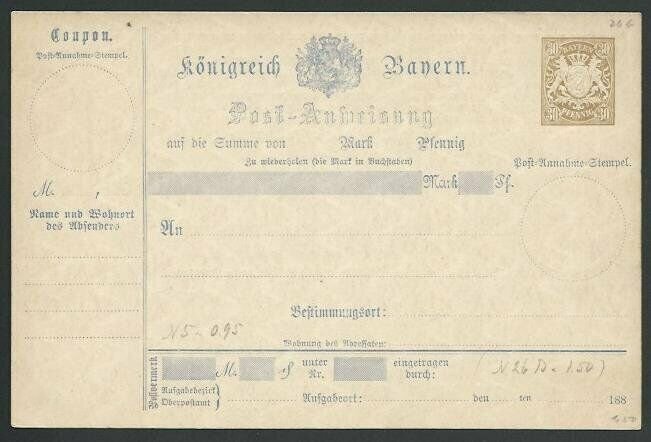 GERMANY BAVARIA 30pf parcel card fine unused...............................58580