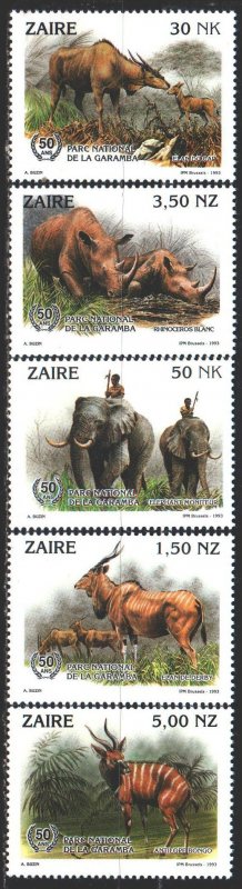 Kinshasa. 1993. 1079-83. African fauna, rhino. MNH.