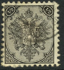 BOSNIA AND HERZEGOVINA 1895-1900 1/2k Black Arms P.10 1/2 Sc 1a,SG119 VFU