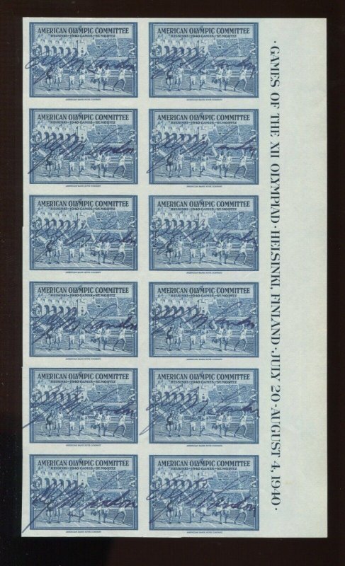 ALF LANDON KANSAS GOVERNOR & PRESIDENTIAL CANDIDATE SIGNED 1940 OLYMPIC STAMPS