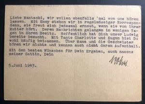 1943 Brna Croatia Censored Postcard Cover To Theresienstadt Bohemia Ghetto