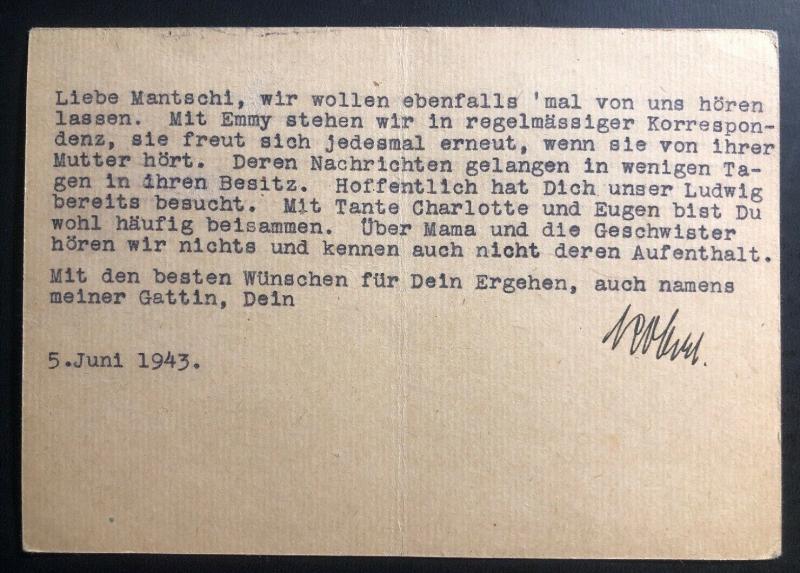 1943 Brna Croatia Censored Postcard Cover To Theresienstadt Bohemia Ghetto