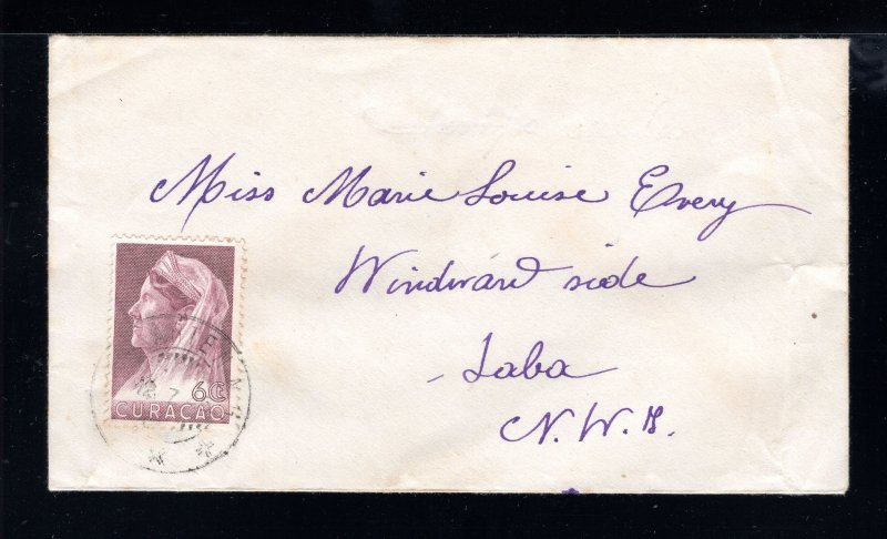 Netherlands Antilles 1940 St. Maarten to Saba Cover franked 6c, Scott 132