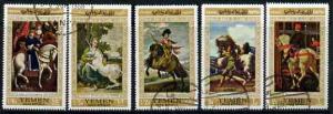 Yemen - Republic 1968 Paintings of Horses set of 5 fine c...