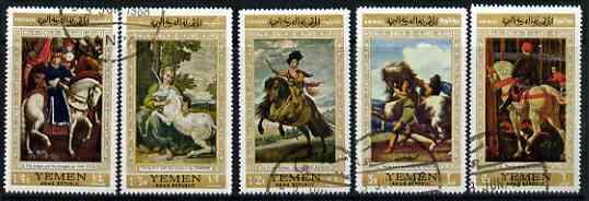 Yemen - Republic 1968 Paintings of Horses set of 5 fine c...