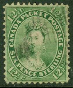 EDW1949SELL : CANADA 1859 Scott #18 Very Fine, Used. A Choice stamp. Cat $120.00