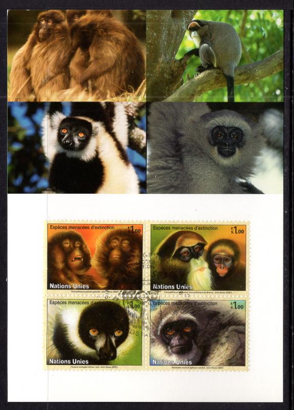 UN Geneva 468a Lemurs Maxi Card UN Postal Admin U/A FDC 