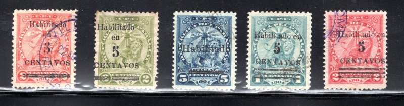 Paraguay  #129, 130, 141, 146, 147    VF, Used, 1907-1908 ...... 4910041