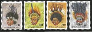 PAPUA NEW GUINEA 778-781, MNH, C/SET OF 4, TRADITIONAL HEADRESSES, 1991