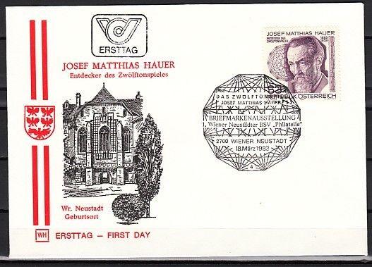 Austria, Scott cat. 1235. Composer Josef M. Hauer, First day cover.