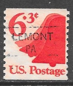 USA 1518: 6.3c Liberty Bell, Lemont PA precancel, used, F-VF