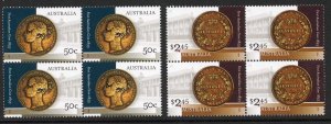 Australia SG2519/20 2005 150th Anniversary of the First Coin Set in Blocks of 4