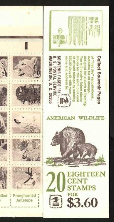 1981 WILDLIFE BK137 BOOKLET 1889a  panes plate number 1